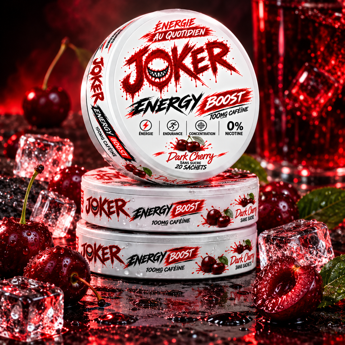 JOKER BOOST ENERGY QUOTIDIEN ✦ DARK CHERRY✦100mg Caféine