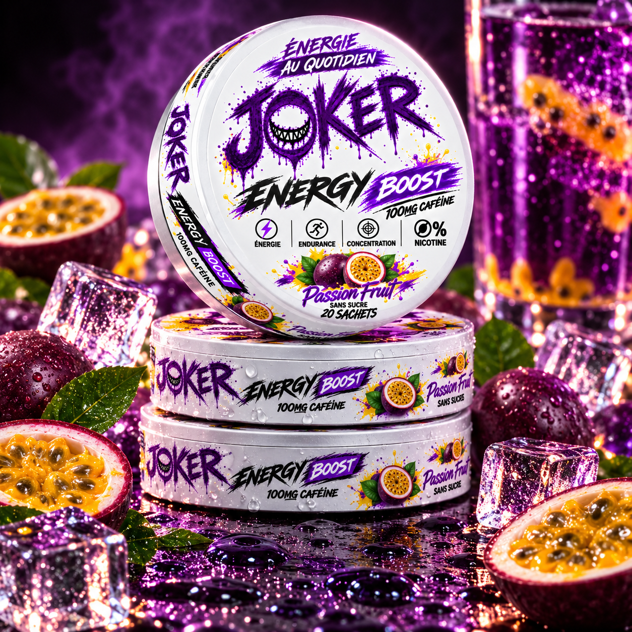 JOKER BOOST ENERGY QUOTIDIEN ✦ PASSION FRUIT ✦100mg Caféine