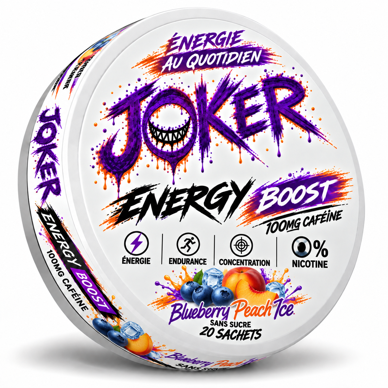 JOKER BOOST ENERGY QUOTIDIEN ✦ BLUEBERRY PEACH ICE✦100mg Caféine