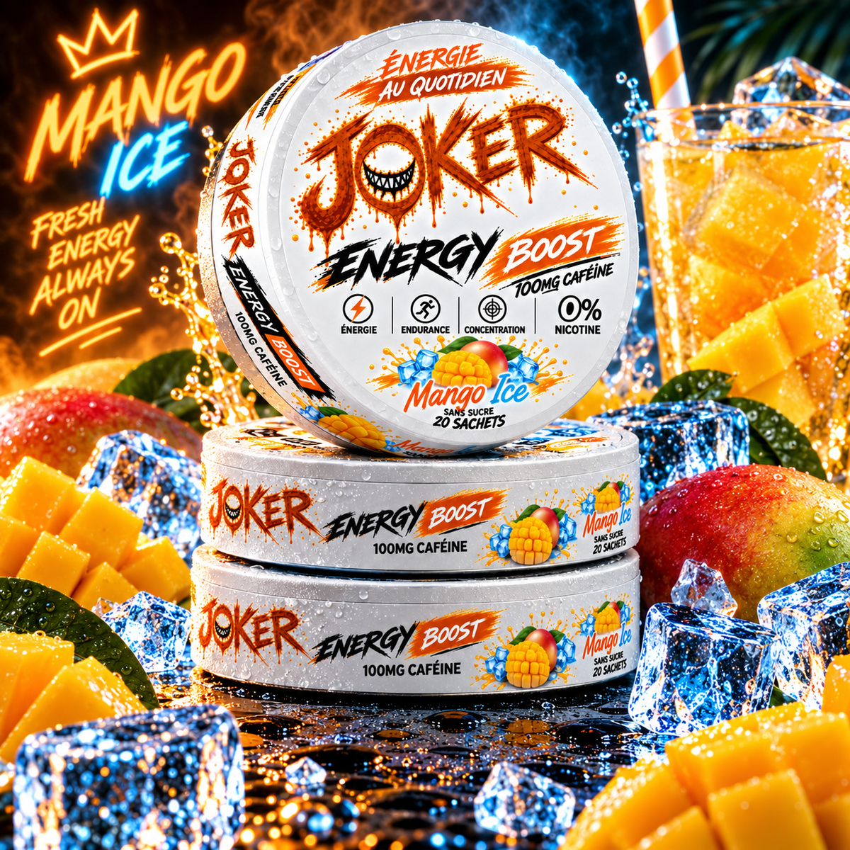JOKER BOOST ENERGY QUOTIDIEN ✦ MANGO ICE✦100mg Caféine