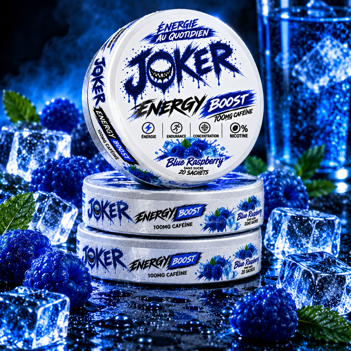 JOKER BOOST ENERGY QUOTIDIEN ✦ BLUE RASPBERRY✦100mg Caféine